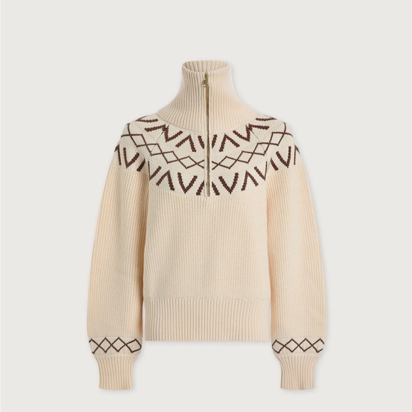Varley Cream and Brown Turtleneck Sweater - Picture 4 of 16